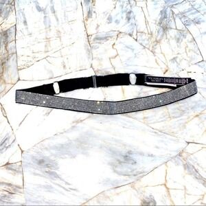 Victoria's Secret Rhinestone Elastic Waist Belt Silver Black XS/S Sparkly Glam